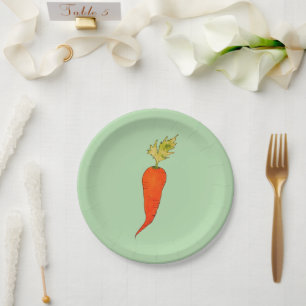 Playful Watercolor Carrot Paper Plate