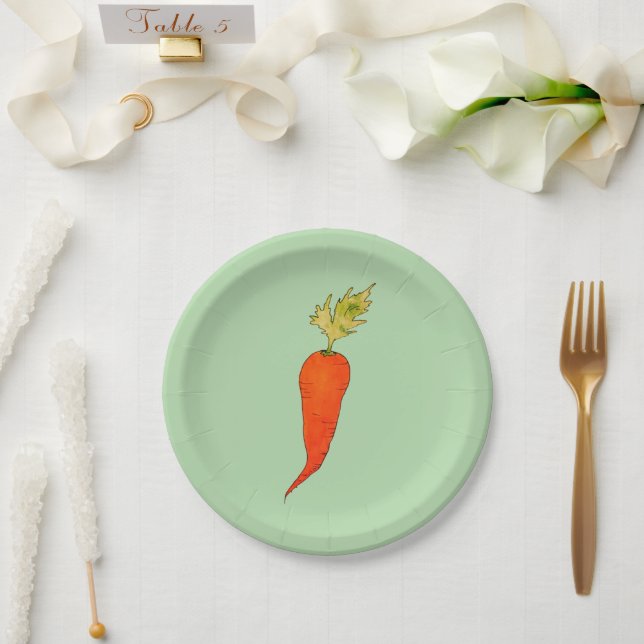 Playful Watercolor Carrot Paper Plate (Wedding)