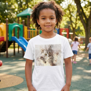 Playful Watercolor Kitten with Bright Amber Eyes T-Shirt