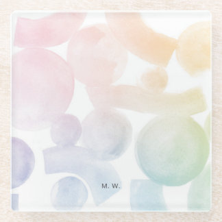 Playful Watercolor Pattern Coaster with Initials