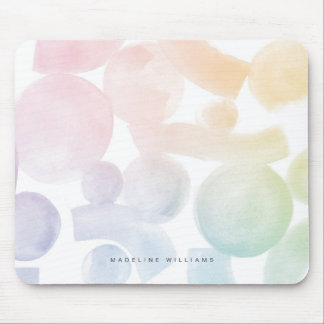 Playful Watercolor Pattern Mousepad with Name