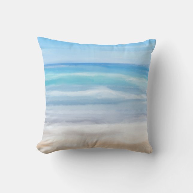 Playful Waves On A Sunny Day At The Beach Throw Pillow (Front)
