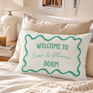 Playful Wavy Border College Roommate Dorm Accent Pillow