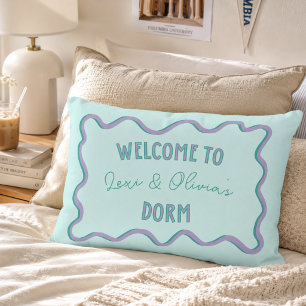Playful Wavy Border College Roommate Dorm Accent Pillow