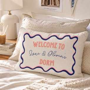 Playful Wavy Border College Roommate Dorm Accent Pillow