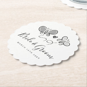 Playful wedding coasters with cute butterfly print