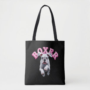 Playful White Boxer Dog Tote Bag