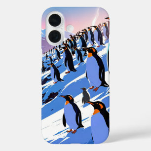 Playful Winter Penguins iPhone 16 Case