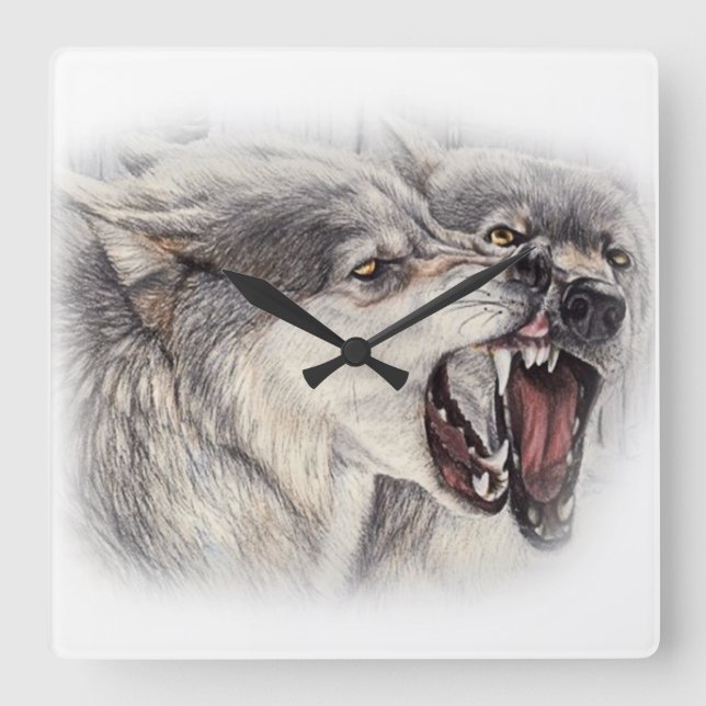 Playful Wolves Clock (Front)