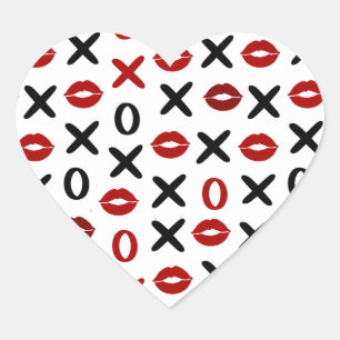 Playful XO & Red Lips – Modern Love Pattern Heart Sticker