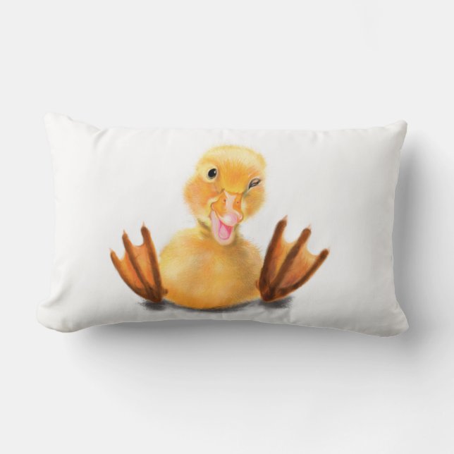 Playful Yellow Duckling Wink Baby Pillow Smile Fun (Front)