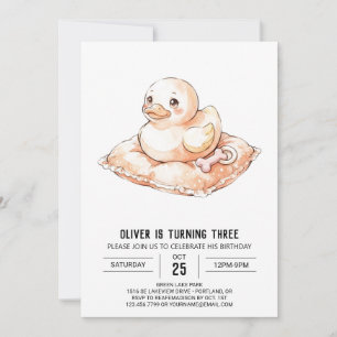 Playful Yellow Rubber Duckling Birthday Invitation