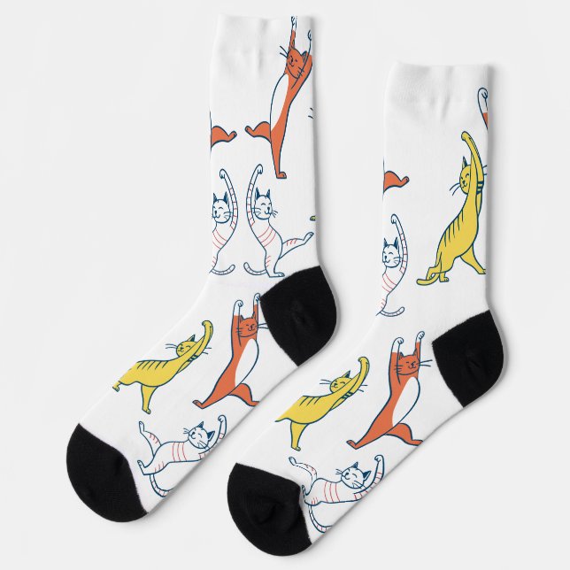 Playful Yoga Cat Socks (Left)