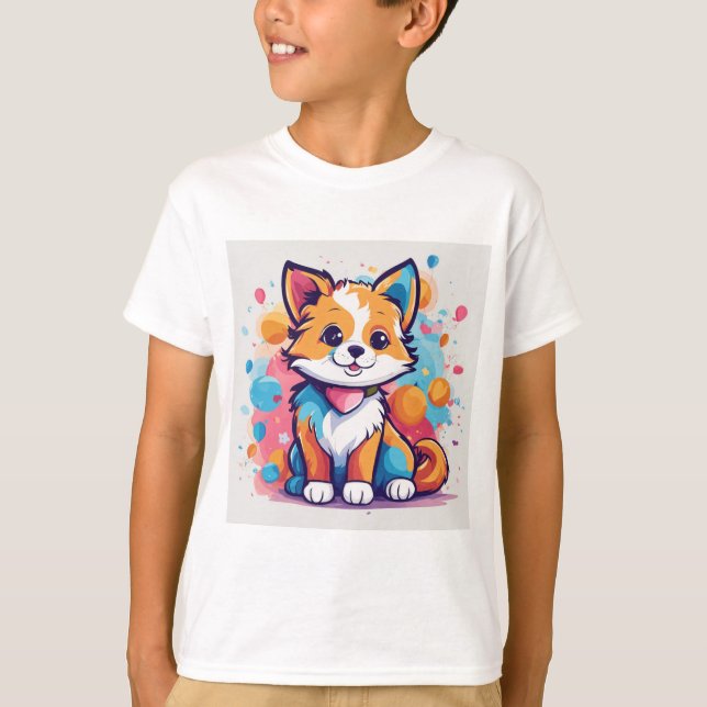 Playfull Kids Cute Cat Design T-shirt for Kids (Front)