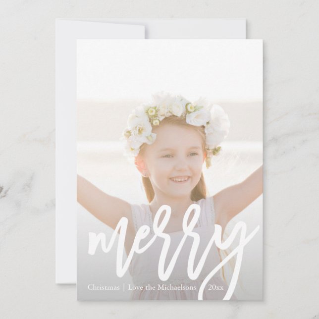 Playfully Elegant Merry Script with Leopard Print Holiday Card (Front)