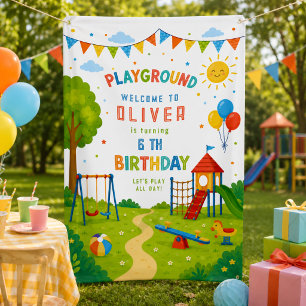 Playground Adventure 6th Birthday Park Party Banner