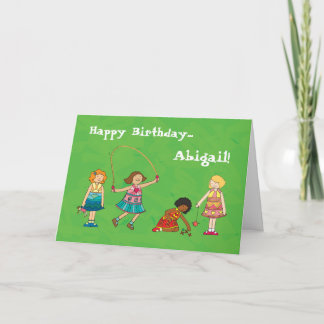 Playground Girls personalized birthday card