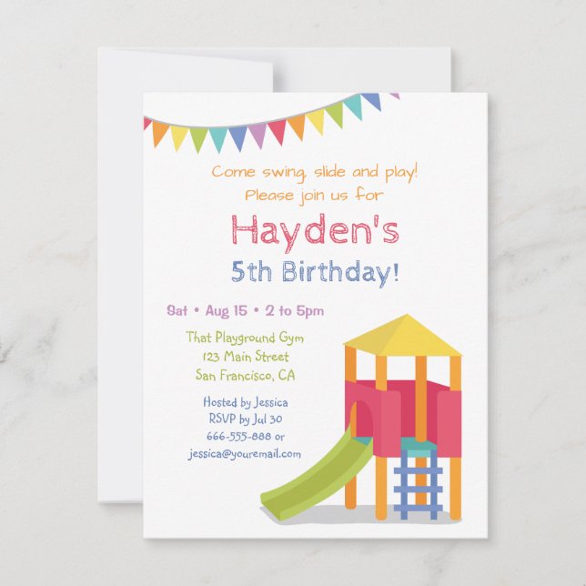 Playground House Kids Birthday Party Invitations (Front)