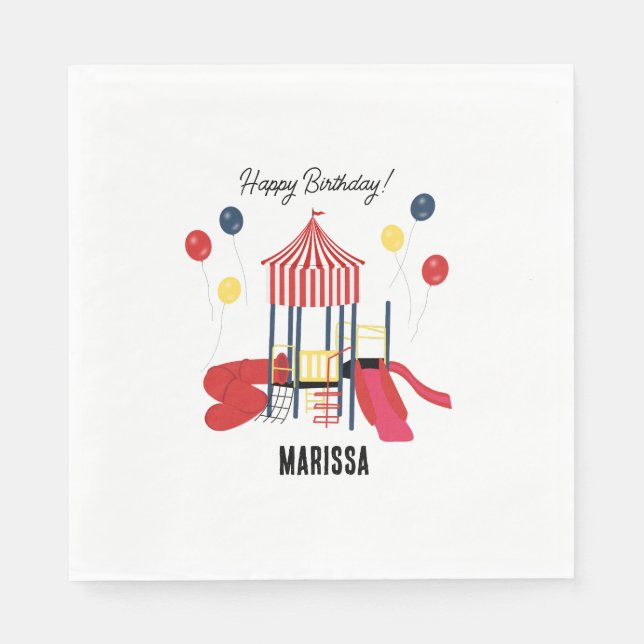 Playground Kids Boys Girls Birthday Custom Name Napkin (Front)