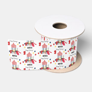 Playground Kids Boys Girls Birthday Custom Name Satin Ribbon