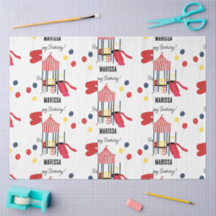 Playground Kids Boys Girls Birthday Custom Name Tissue Paper