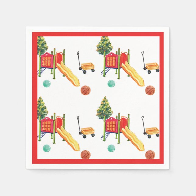 Playground Park Birthday Park Celebration Napkin (Front)