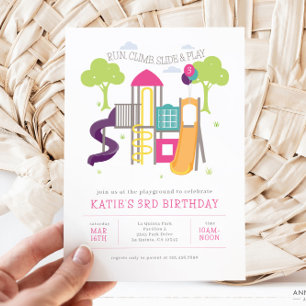 Playground Park Girl Anniversaire Invitation