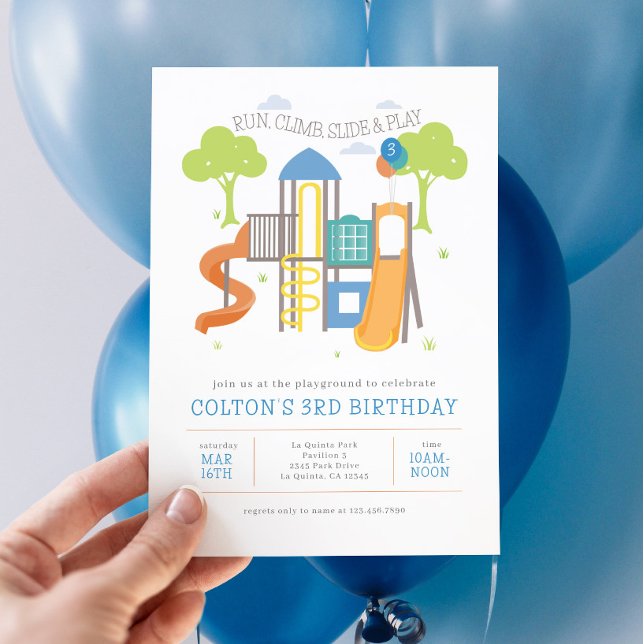 Playground Party at the Park Birthday Invitation (Party in the Park Playground Birthday Invitation)