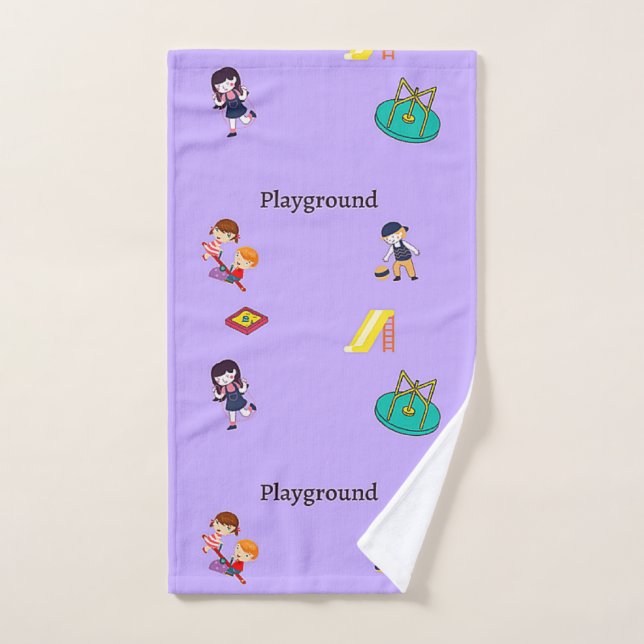 Playground pattern on purple hand towel (Hand Towel)
