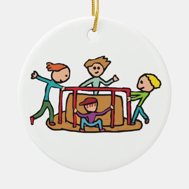 Playground Roundabout Ceramic Ornament (Front)