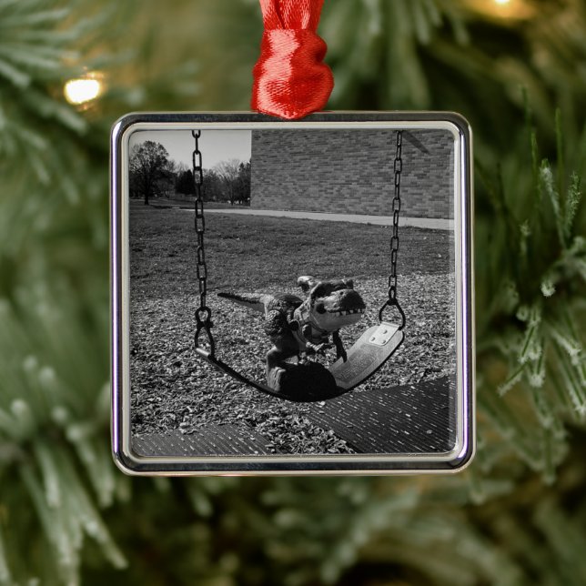 Playground Tyrannosaurus TREX Dinosaur Funny  Metal Ornament (Tree)