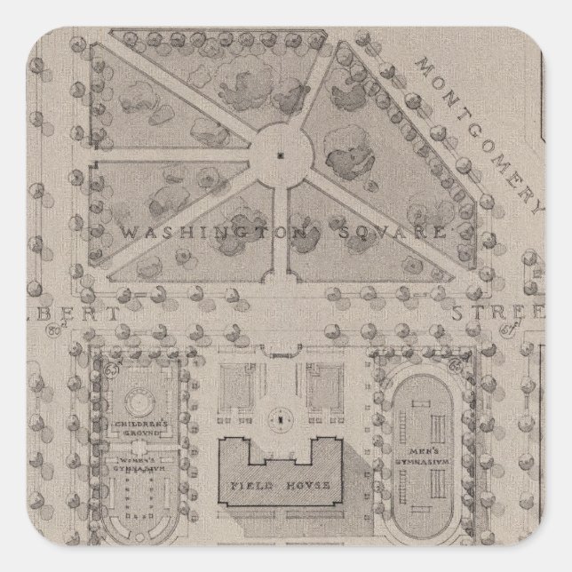 Playground, Washington Square, San Francisco Square Sticker (Front)