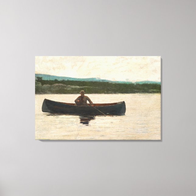 Playing a Fish (1875) by Winslow Homer Canvas Print (Front)