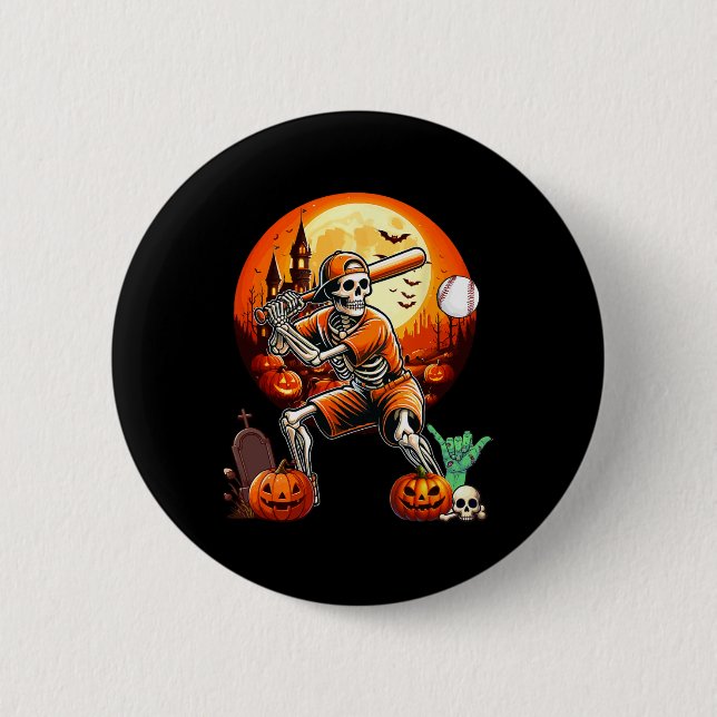 Playing Baseball Halloween Player Trainer Fan Love 2 Inch Round Button (Front)