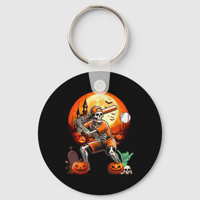 Playing Baseball Halloween Player Trainer Fan Love Keychain (Front)
