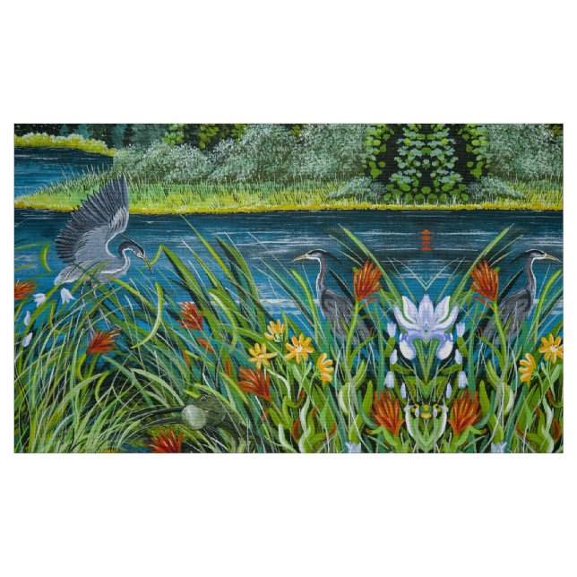 Playing Blue Herons Fabric (Fat Quarter)