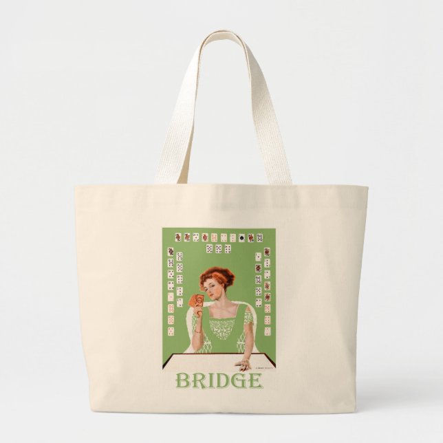 Playing Bridge Large Tote Bag (Front)