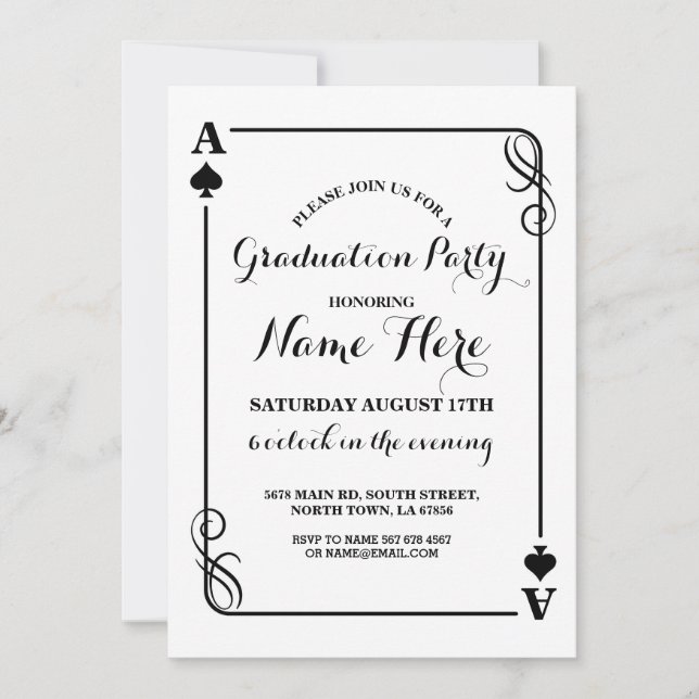 Playing Card Ace of Spades Vegas Graduation Invite (Front)