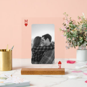 Playing Card Couple Photo Romantic Love Heart Gift Acrylic Sign