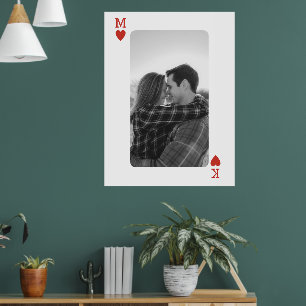 Playing Card Couple Photo Romantic Love Heart Gift Poster