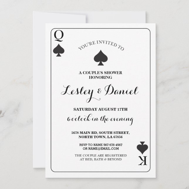 Playing Card Couples Engagement Ace Vegas Invite (Front)