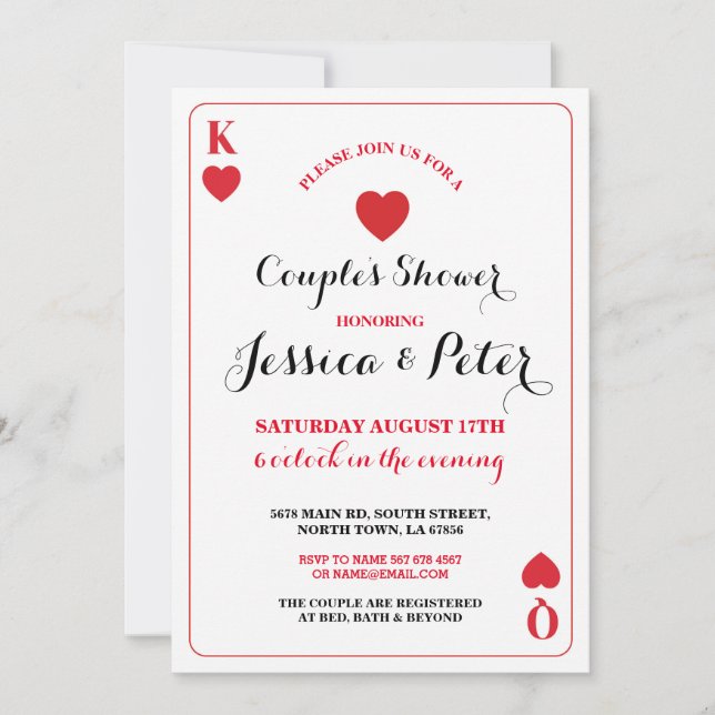 Playing Card Couples King Queen Las Vegas Invite (Front)