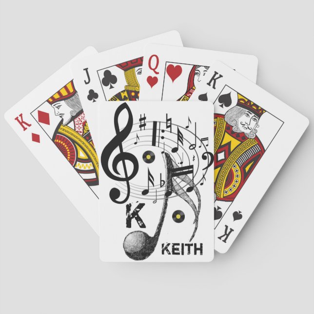Playing Card Deck Black and White Music Notes (Back)