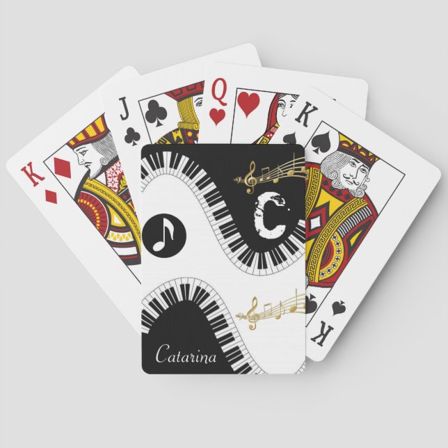 Playing Card Deck Black White Music Notes (Back)