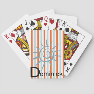 Playing Card Deck Blue Orange Stripe Star