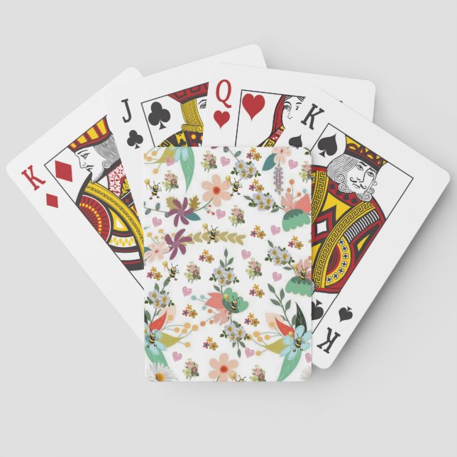 Playing Card Deck Bumblebee Floral (Back)