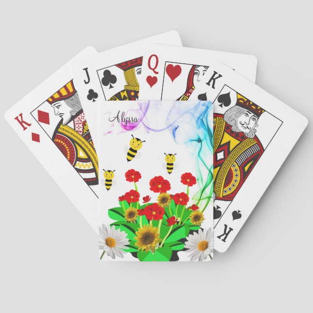 Playing Card Deck Bumblebee Floral Sunflower (Back)
