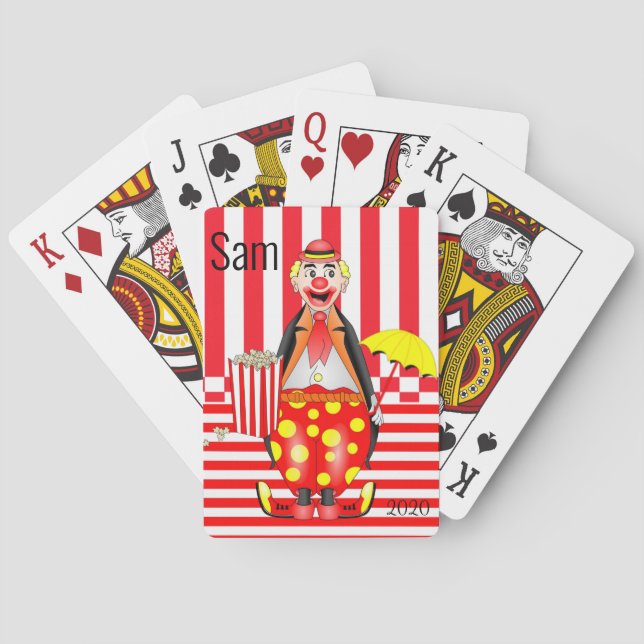 Playing Card Deck Clown Red Stripe Popcorn (Back)