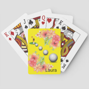 Playing Card Deck Floral Golf Balls Golfer Yellow