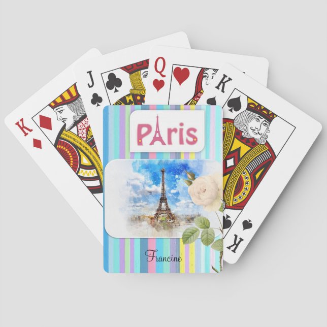 Playing Card Deck Paris France Stripe (Back)